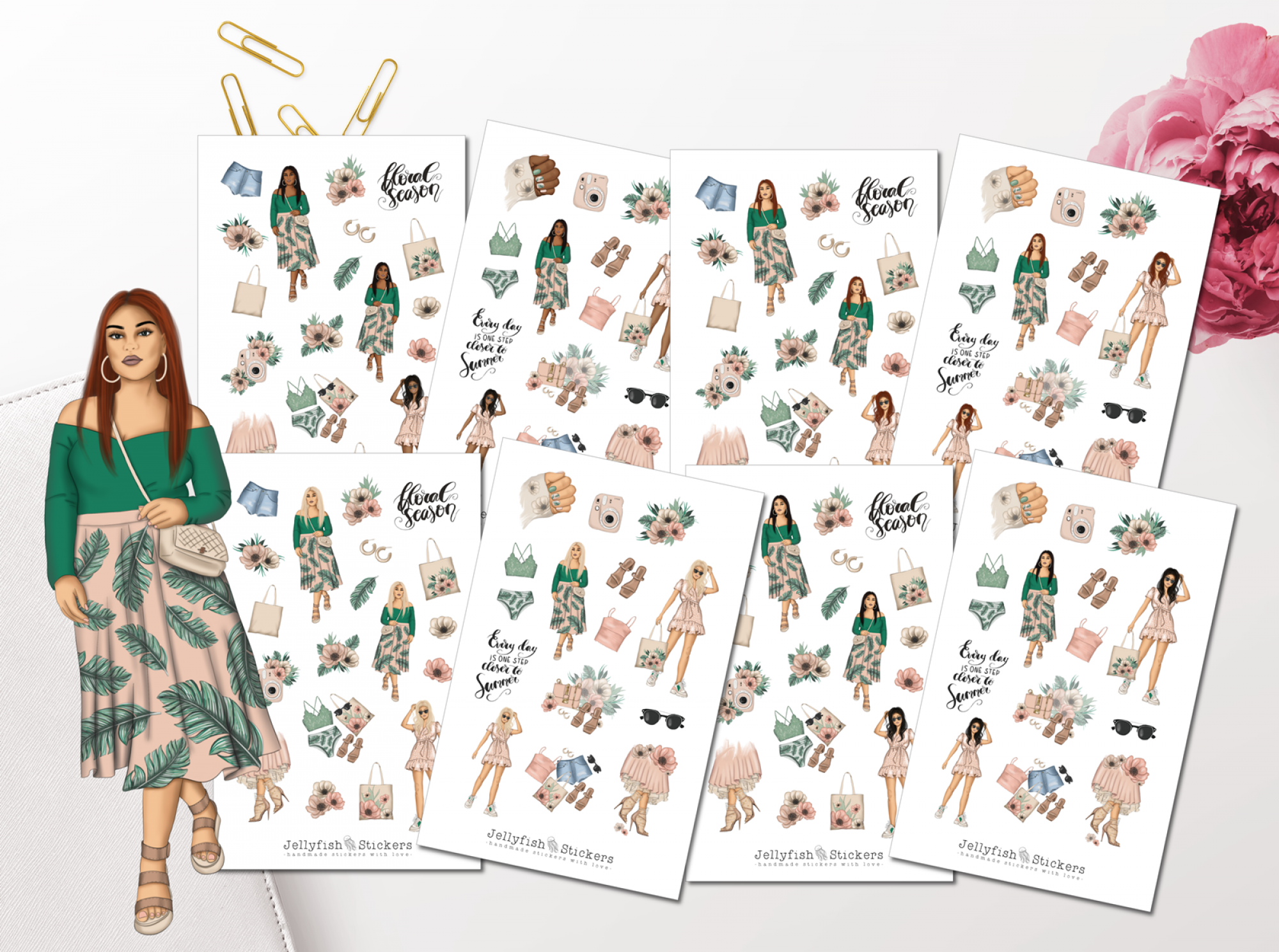 Mädchen Frühling Sticker Set